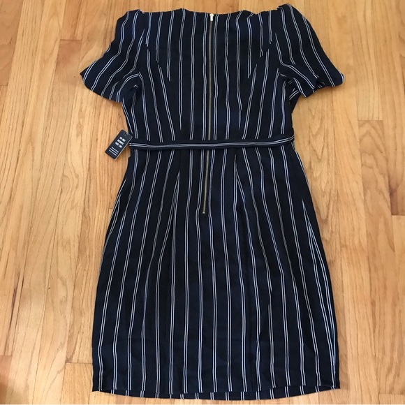 Express Pinstripe Black/White Dress with Belt - Picture 8 of 14